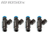 ID1050-XDS Injectors Set of 4, 48mm Length, 14mm Top O-Ring, 14mm Lower Adaptor - Mitsubishi Evo X