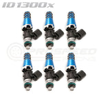 ID1300-XDS Injectors Set of 6, 60mm Length, 11mm Blue Adaptor Top, 14mm Lower O-Ring - Toyota Supra 2JZ-GTE/Nissan 300ZX Z32