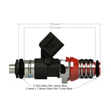 ID1700-XDS Injectors Set of 4, 48mm Length, 11mm Red Adaptor Top, Honda Lower Adaptor - Honda S2000 AP1 99-05