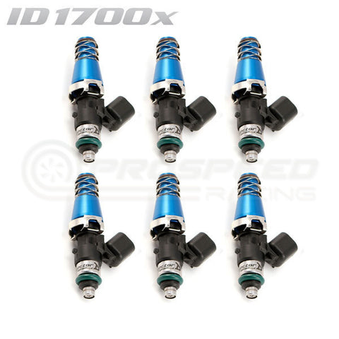 ID1700-XDS Injectors Set of 6, 60mm Length, 11mm Blue Adaptor Top, 14mm Lower O-Ring/11mm Machine O-Ring Retainer - Honda NSX