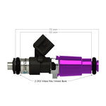 ID1700-XDS Injectors Set of 8, 60mm Length, 14mm Purple Adaptor Top, 14mm Lower O-Ring - Holden/GM LS1/LS6/BMW 540i/740i